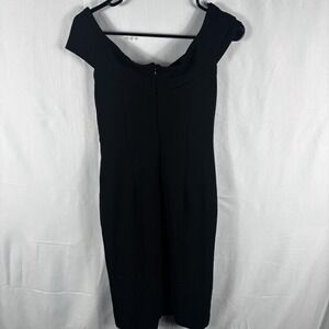 Aqua Black V-Neck Off-The-Shoulder Twist Front Sheath Dress